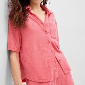 Gap Body Towel Terry Shirt in Neon Flamingo Pink